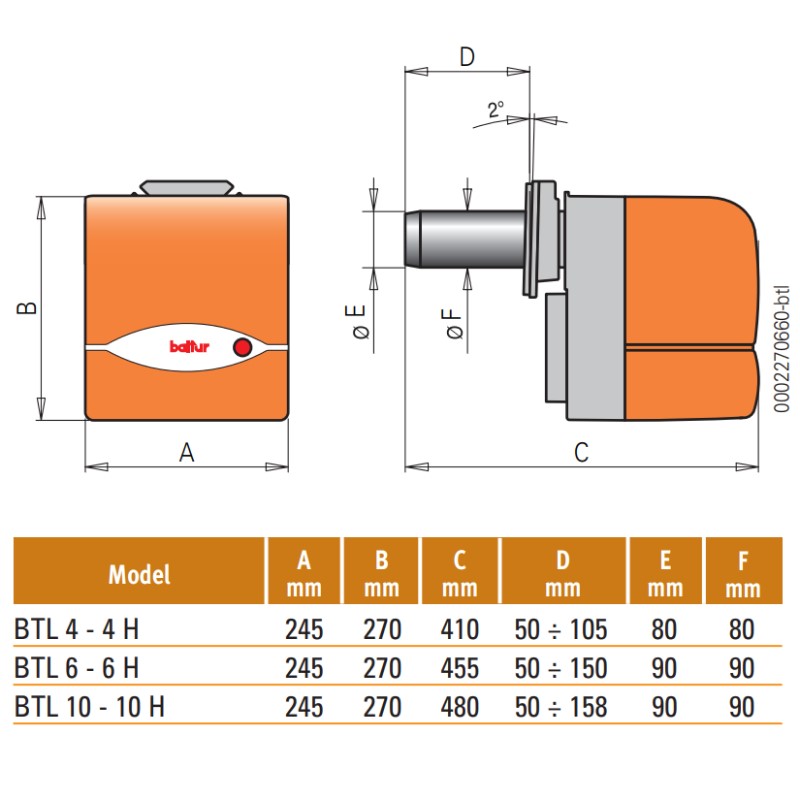 BTL20 118-261kW Oil Burner