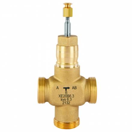 3-way Linear Valve, External Thread, DN15, PN16, kvs2.5