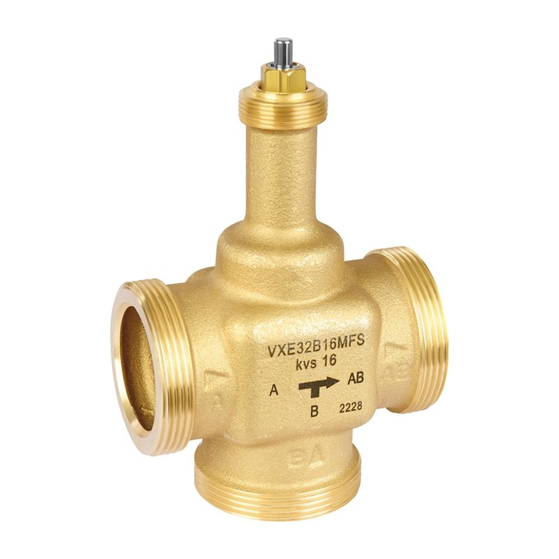 3-way Valve Small, External Thread, DN32, PN16, kvs16, Modulating